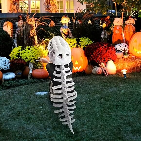 LARGE Plush Dinosaur Skeleton Fossil T-Rex Bone Spine & Skull Costume 45" - Picture 1 of 6